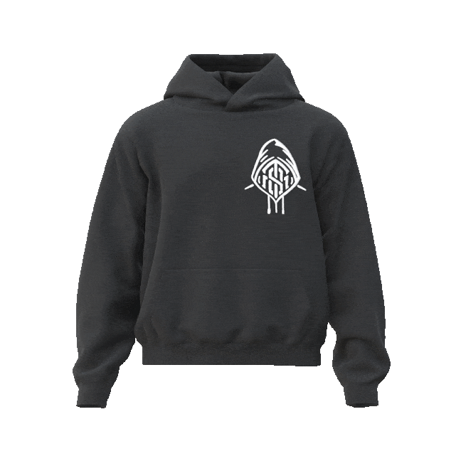 EMBROIDERED NEOH HEAVYWEIGHT HOODIE IN DISTRESSED BLACK