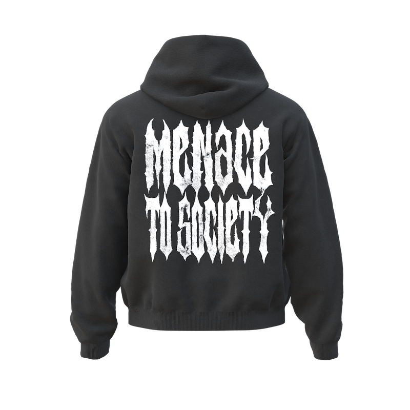 EMBROIDERED NEOH HEAVYWEIGHT HOODIE IN DISTRESSED BLACK