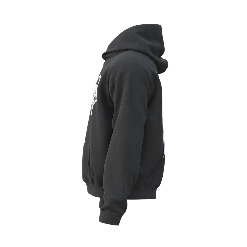 EMBROIDERED NEOH HEAVYWEIGHT HOODIE IN DISTRESSED BLACK