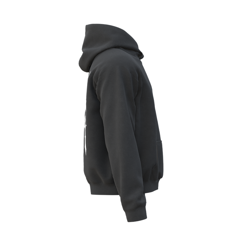EMBROIDERED NEOH HEAVYWEIGHT HOODIE IN DISTRESSED BLACK
