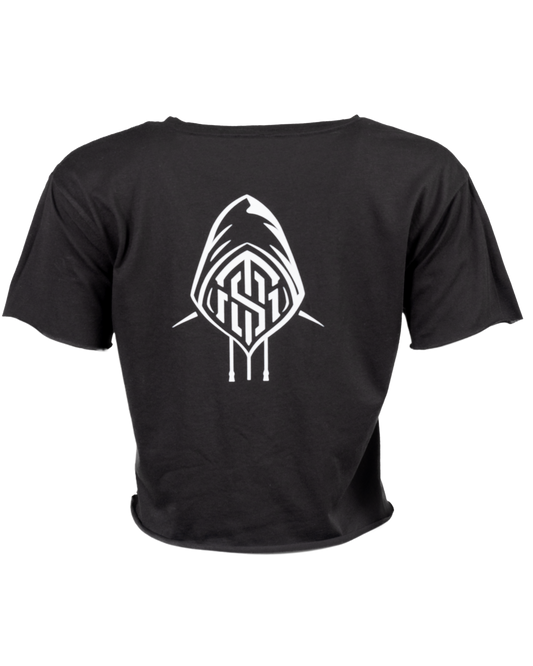 MENACE STAPLE CROP TOP IN BLACK